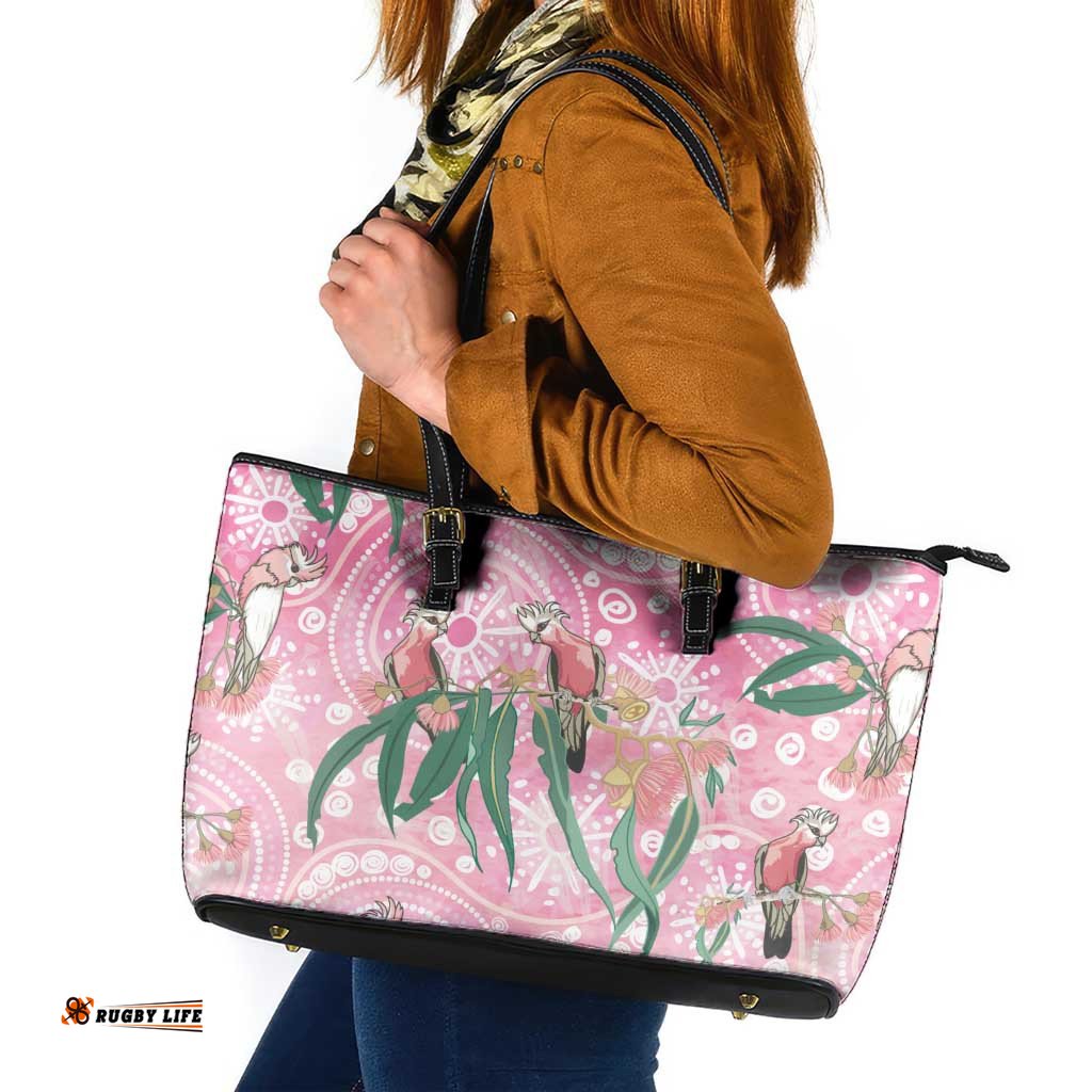Australia Galah Aboriginal Leather Tote Bag Breast Cancer Awareness LT7