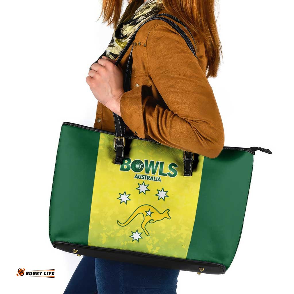 Australian Kangaroo Lawn Bowls Leather Tote Bag Aussie Minimalist Style LT9