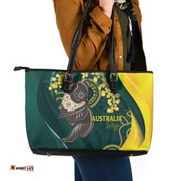 Australia Day Leather Tote Bag Koala Aboriginal Art LT7