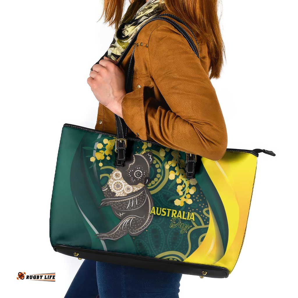 Australia Day Leather Tote Bag Koala Aboriginal Art LT7