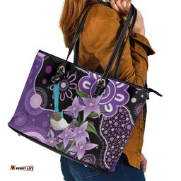 Australia Epilepsy Awareness Leather Tote Bag Purple-crowned Fairywren Boronia Aboriginal LT14