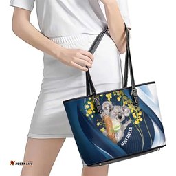 Australia Day Leather Tote Bag Koala Blue Modern Vibe LT7