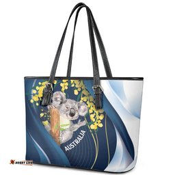 Australia Day Leather Tote Bag Koala Blue Modern Vibe LT7