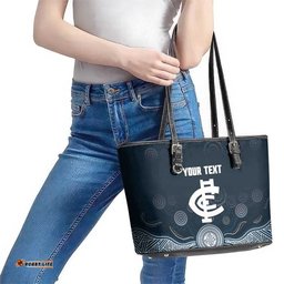 Custom Carlton Football Leather Tote Bag Go Blues Aboriginal Art LT14
