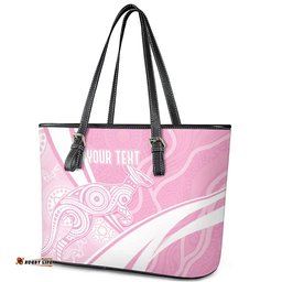 Australia Bowls Personalised Indigenous Pink Round Leather Tote Bag LT7