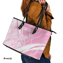 Australia Bowls Personalised Indigenous Pink Round Leather Tote Bag LT7