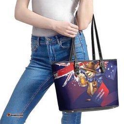 Australia Day Kangaroo Flag Leather Tote Bag Aussie Aussie Aussie Oi Oi Oi LT9