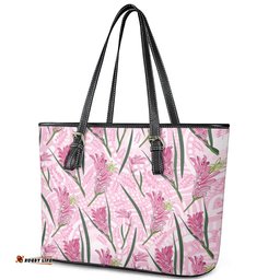 Australia Kangaroo Paws Leather Tote Bag Aussie Native Flowers Indigenous Art LT14