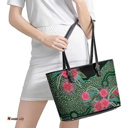 Australia Hakea Leather Tote Bag Aussie Native Flowers Indigenous Art LT14
