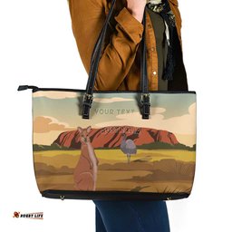 Australia Personalized Leather Tote Bag Uluru Scenery LT7