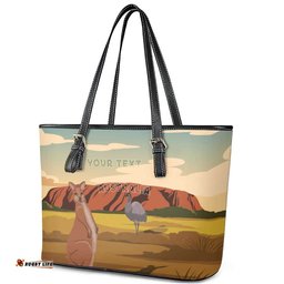 Australia Personalized Leather Tote Bag Uluru Scenery LT7