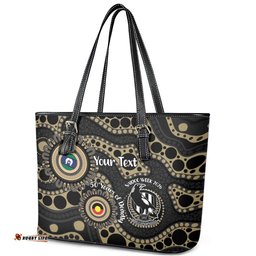 Collingwood NAIDOC Week 2026 Personalised Leather Tote Bag 50 Years of Deadly Aboriginal Art LT14