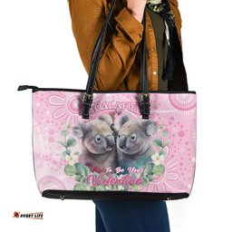 Australia Koala Valentine's Day Leather Tote Bag Koalified To Be Your Valentine LT14
