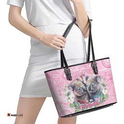Australia Koala Valentine's Day Leather Tote Bag Koalified To Be Your Valentine LT14