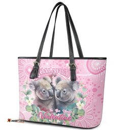 Australia Koala Valentine's Day Leather Tote Bag Koalified To Be Your Valentine LT14