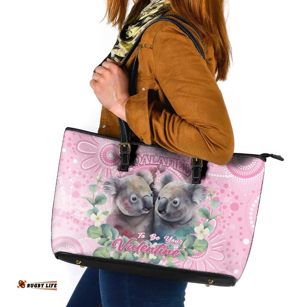 Australia Koala Valentine's Day Leather Tote Bag Koalified To Be Your Valentine LT14