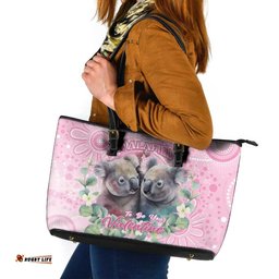 Australia Koala Valentine's Day Leather Tote Bag Koalified To Be Your Valentine LT14