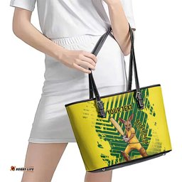 Custom Australia Cricket Leather Tote Bag Aussie Baggy Greens - Kangaroo Mascot Style LT14