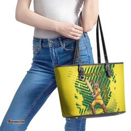 Custom Australia Cricket Leather Tote Bag Aussie Baggy Greens - Kangaroo Mascot Style LT14