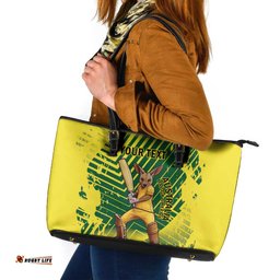 Custom Australia Cricket Leather Tote Bag Aussie Baggy Greens - Kangaroo Mascot Style LT14