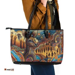 Aboriginal Dreamtime Stories Land Leather Tote Bag LT9