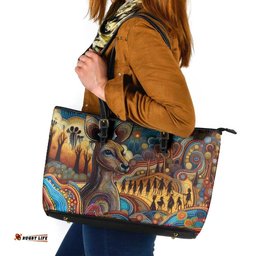 Aboriginal Dreamtime Stories Land Leather Tote Bag LT9
