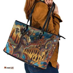 Aboriginal Dreamtime Stories Land Leather Tote Bag LT9