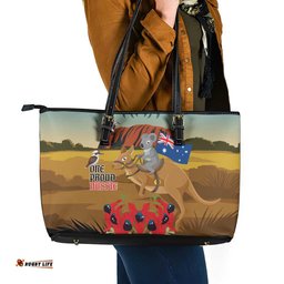 26 January One Proud Aussie Leather Tote Bag Kangaroo and Koala Happy Australia Day LT9