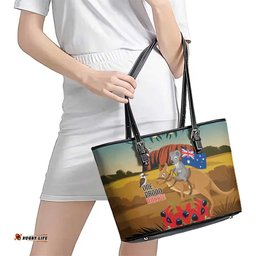 26 January One Proud Aussie Leather Tote Bag Kangaroo and Koala Happy Australia Day LT9