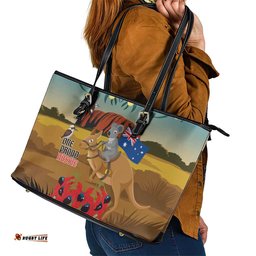 26 January One Proud Aussie Leather Tote Bag Kangaroo and Koala Happy Australia Day LT9