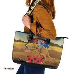 26 January One Proud Aussie Leather Tote Bag Kangaroo and Koala Happy Australia Day LT9