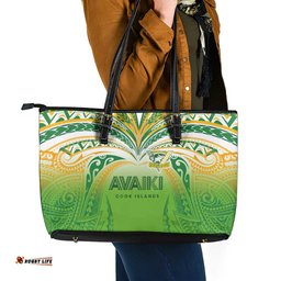 Cook Islands Rugby League Leather Tote Bag Avaiki Tatau Tribal Motifs White Color LT03