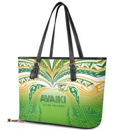 Cook Islands Rugby League Leather Tote Bag Avaiki Tatau Tribal Motifs White Color LT03