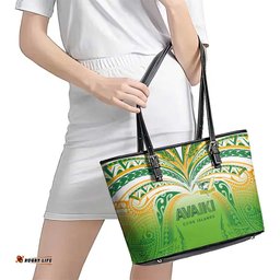 Cook Islands Rugby League Leather Tote Bag Avaiki Tatau Tribal Motifs White Color LT03
