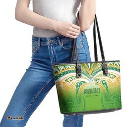 Cook Islands Rugby League Leather Tote Bag Avaiki Tatau Tribal Motifs White Color LT03