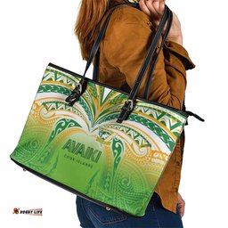 Cook Islands Rugby League Leather Tote Bag Avaiki Tatau Tribal Motifs White Color LT03