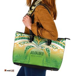 Cook Islands Rugby League Leather Tote Bag Avaiki Tatau Tribal Motifs White Color LT03
