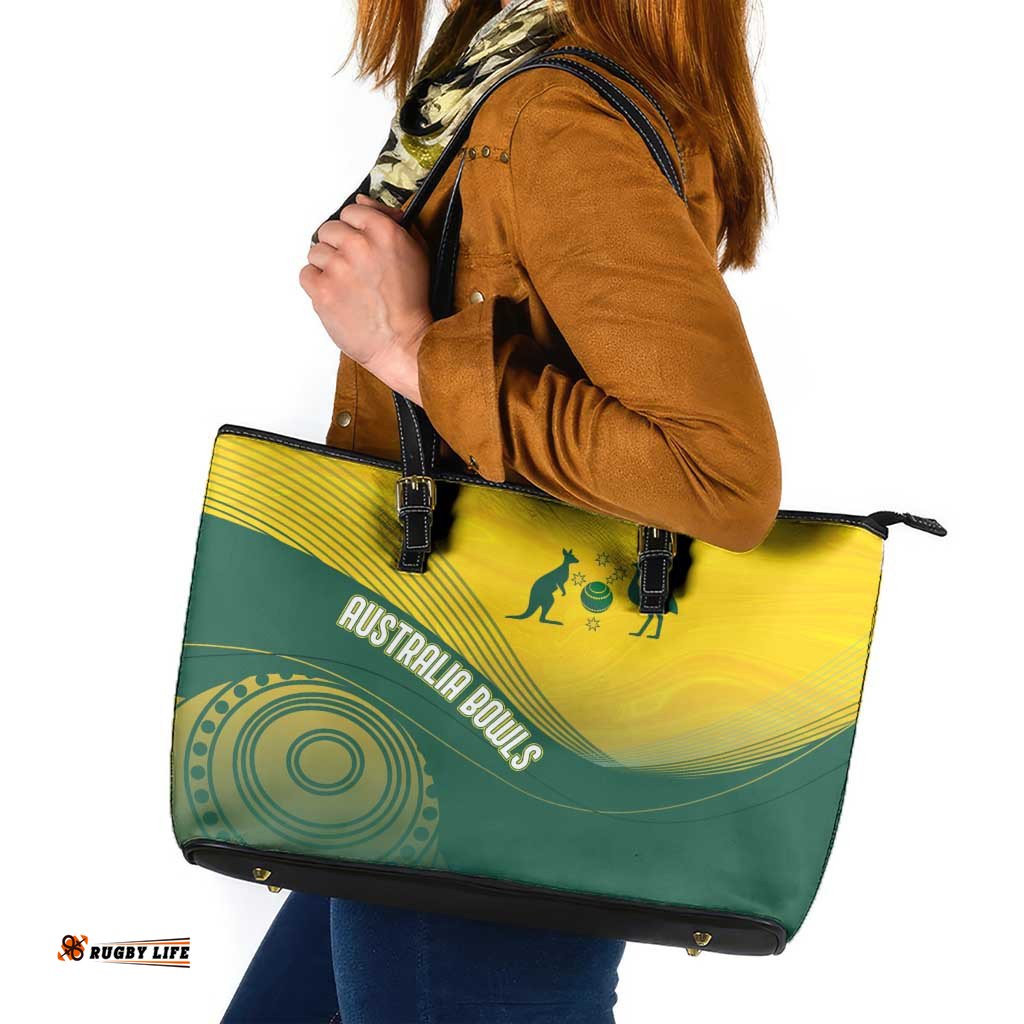 Australia Bowls Leather Tote Bag Basic Marble Glaze - National Color LT7