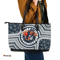 Carlton Football Club Leather Tote Bag Indigenous Monochrome Dot Art Mascot Style TS04