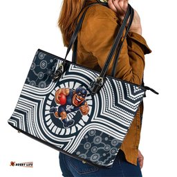 Carlton Football Club Leather Tote Bag Indigenous Monochrome Dot Art Mascot Style TS04