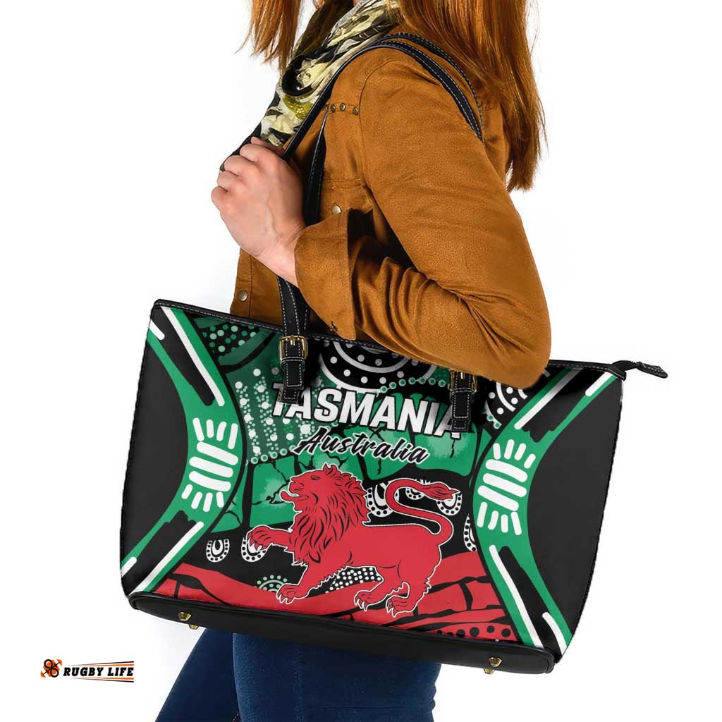 Australia Tasmania State Leather Tote Bag Ubertas et Fidelitas LT9