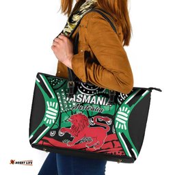 Australia Tasmania State Leather Tote Bag Ubertas et Fidelitas LT9