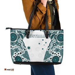 Australia Rugby 2026 Leather Tote Bag Go Wallabies Aboriginal Pattern White Version LT05