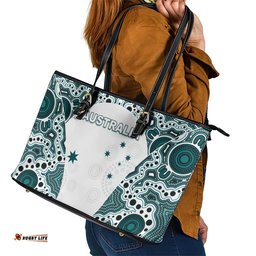 Australia Rugby 2026 Leather Tote Bag Go Wallabies Aboriginal Pattern White Version LT05