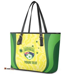 Australia Football Custom Leather Tote Bag Go Socceroos Grunge Sporty Style LT14