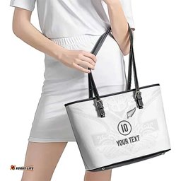 Custom New Zealand Football Leather Tote Bag The Whites-Sporty T90 Style LT03