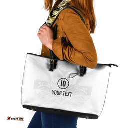 Custom New Zealand Football Leather Tote Bag The Whites-Sporty T90 Style LT03