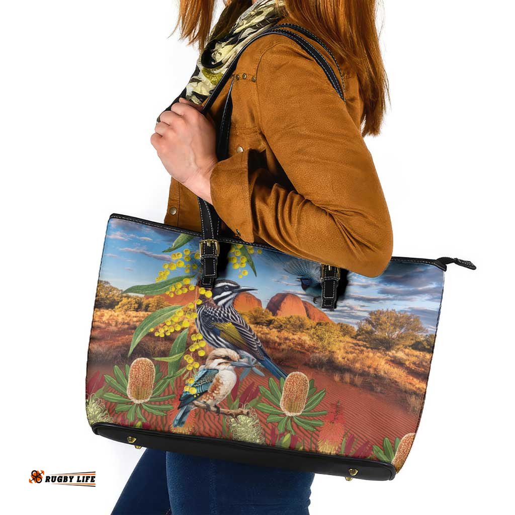 Australia Native Bird Uluru Ayers Rock Leather Tote Bag LT9