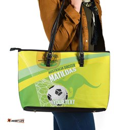 Custom Australia Soccer 2026 Leather Tote Bag Come On Matildas LT14