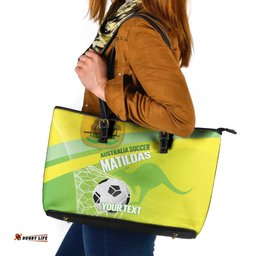 Custom Australia Soccer 2026 Leather Tote Bag Come On Matildas LT14